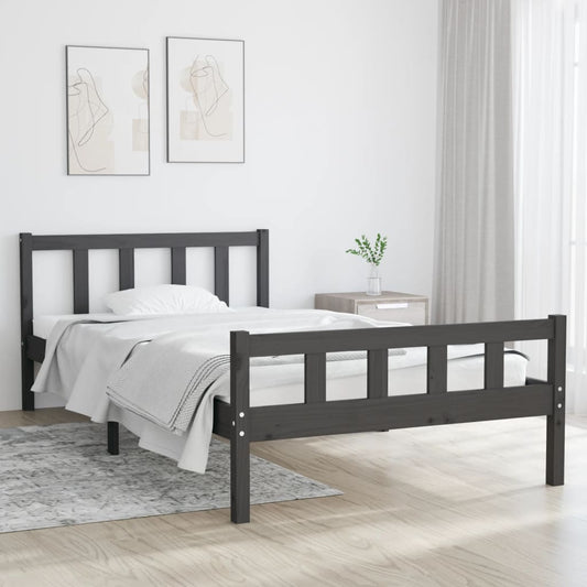 Bed Frame without Mattress Grey Solid Wood 100x200 cm