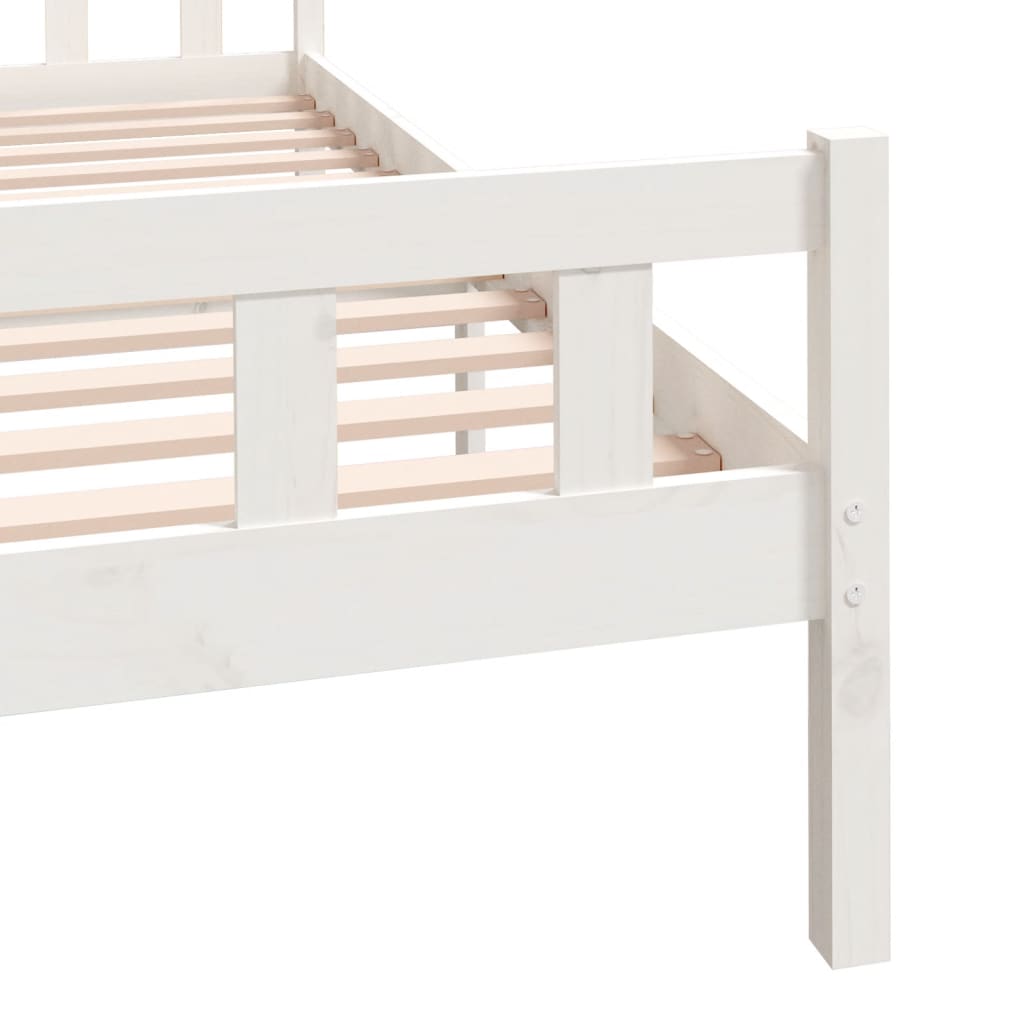 Bed Frame without Mattress White Solid Wood King Size