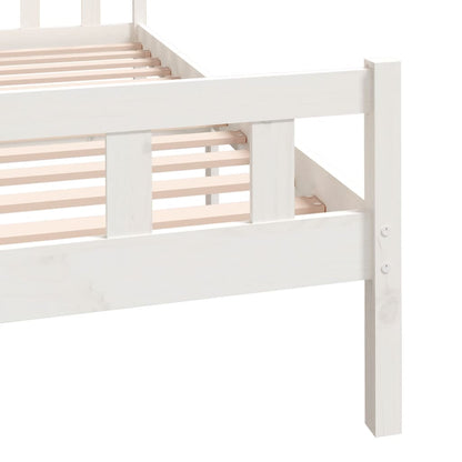 Bed Frame without Mattress White Solid Wood King Size