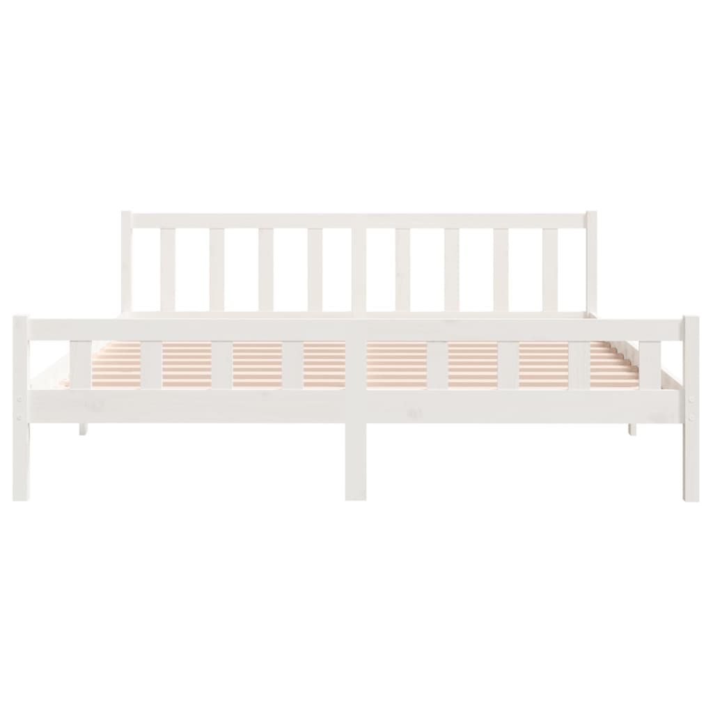 Bed Frame without Mattress White Solid Wood 160x200 cm