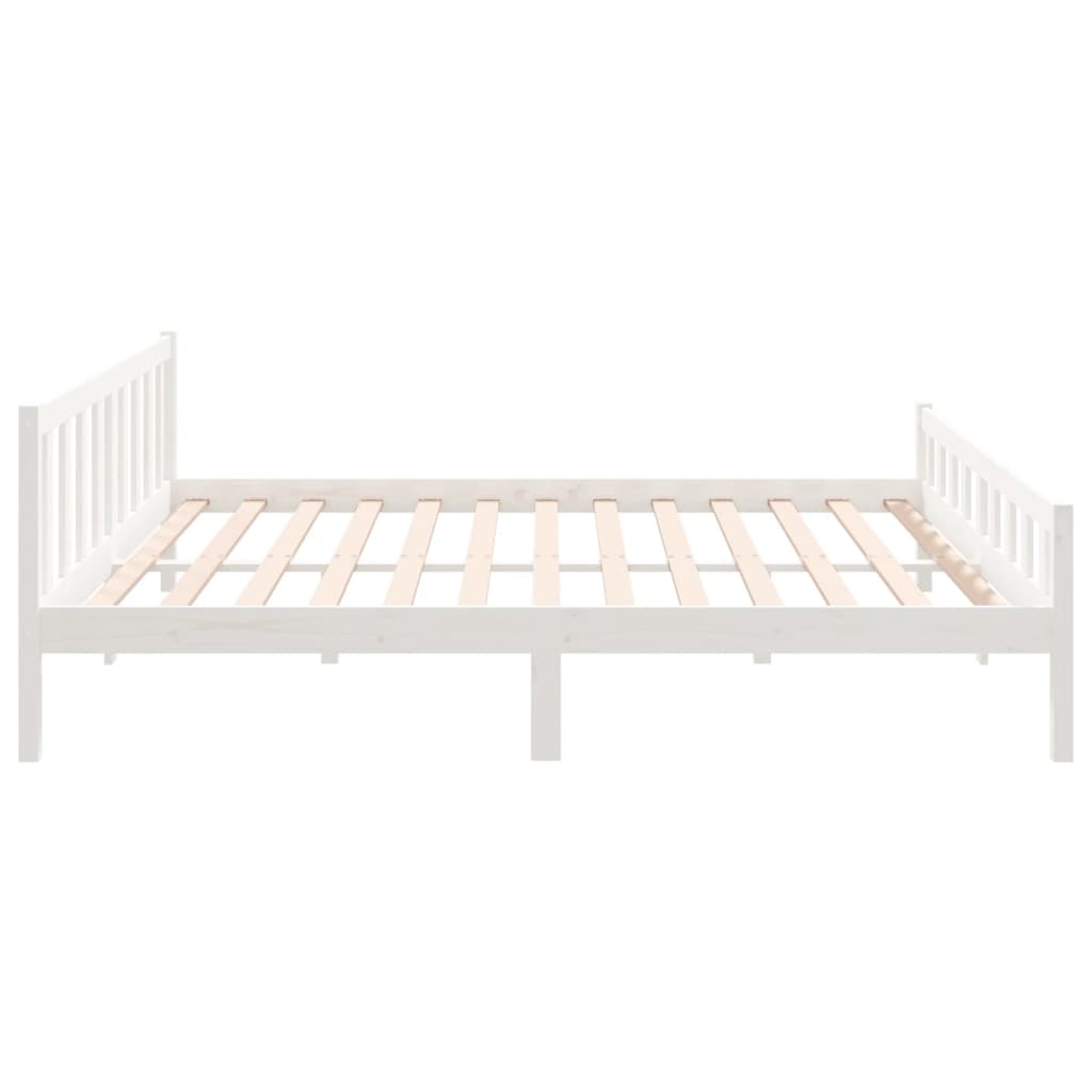 Bed Frame without Mattress White Solid Wood 160x200 cm