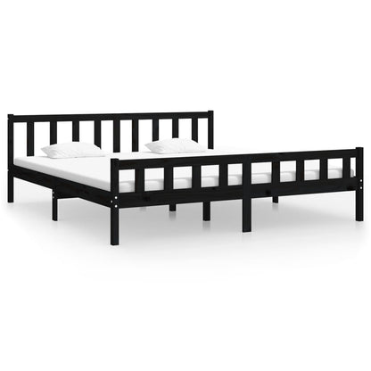 Bed Frame without Mattress Black Solid Wood 160x200 cm
