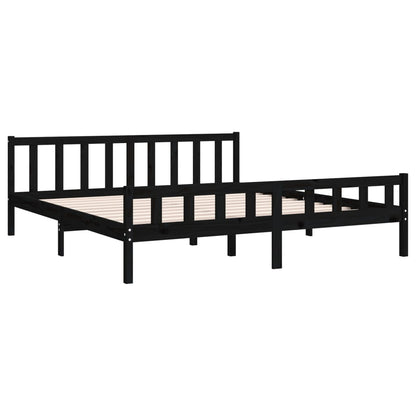 Bed Frame without Mattress Black Solid Wood 160x200 cm