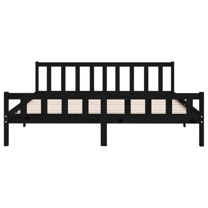 Bed Frame without Mattress Black Solid Wood 160x200 cm