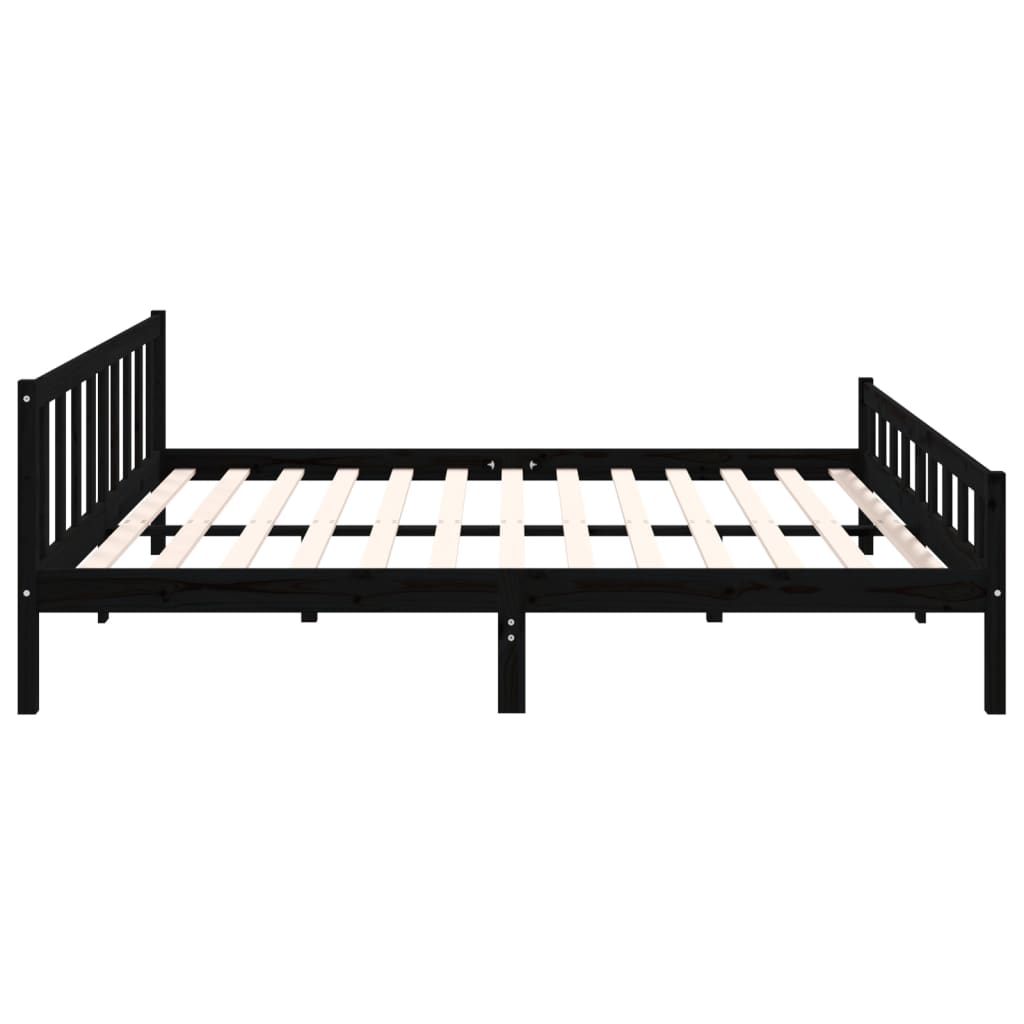 Bed Frame without Mattress Black Solid Wood 160x200 cm