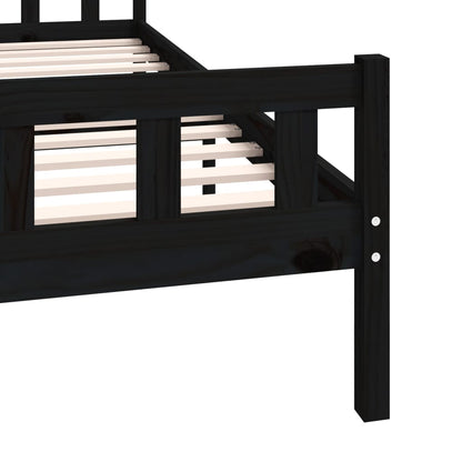 Bed Frame without Mattress Black Solid Wood 160x200 cm