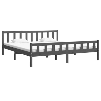 Bed Frame without Mattress Grey Solid Wood Super King