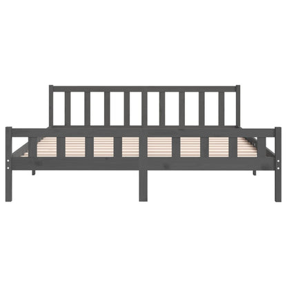Bed Frame without Mattress Grey Solid Wood Super King
