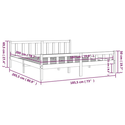 Bed Frame without Mattress Grey Solid Wood Super King