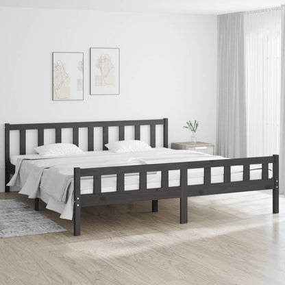 Bed Frame without Mattress Grey Solid Wood Super King