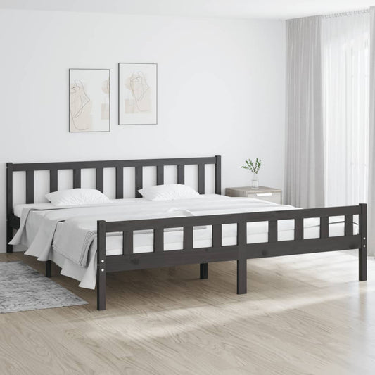 Bed Frame without Mattress Grey Solid Wood Super King