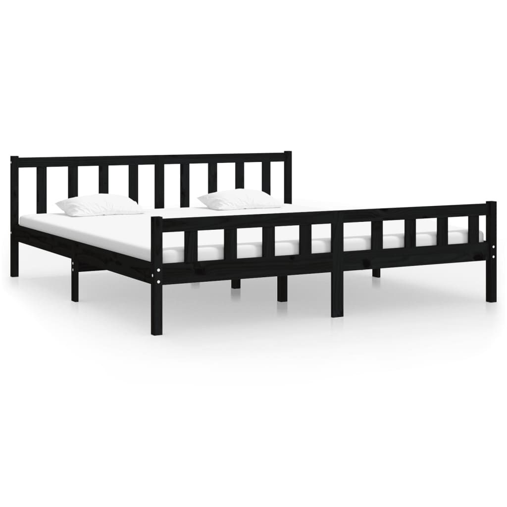 Bed Frame without Mattress Black Solid Wood 200x200 cm