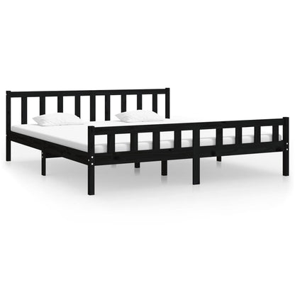 Bed Frame without Mattress Black Solid Wood 200x200 cm