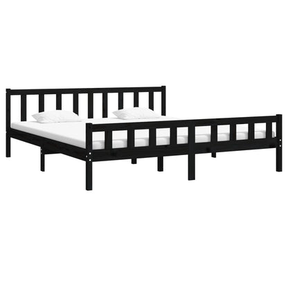 Bed Frame without Mattress Black Solid Wood 200x200 cm