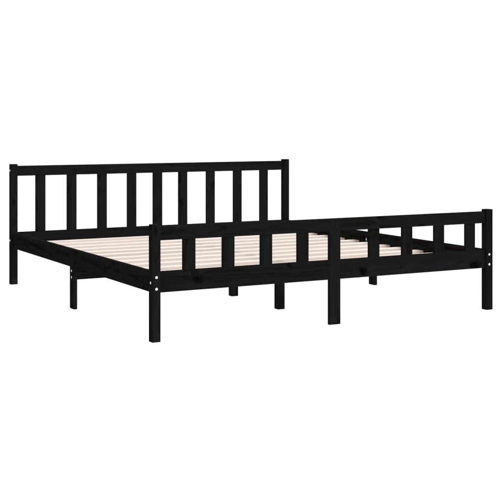 Bed Frame without Mattress Black Solid Wood 200x200 cm