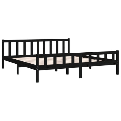 Bed Frame without Mattress Black Solid Wood 200x200 cm