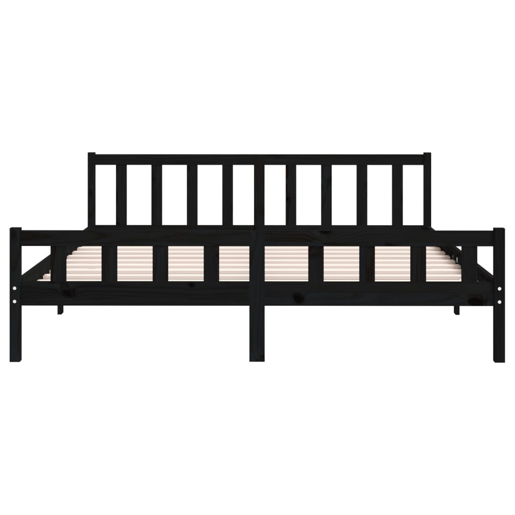 Bed Frame without Mattress Black Solid Wood 200x200 cm