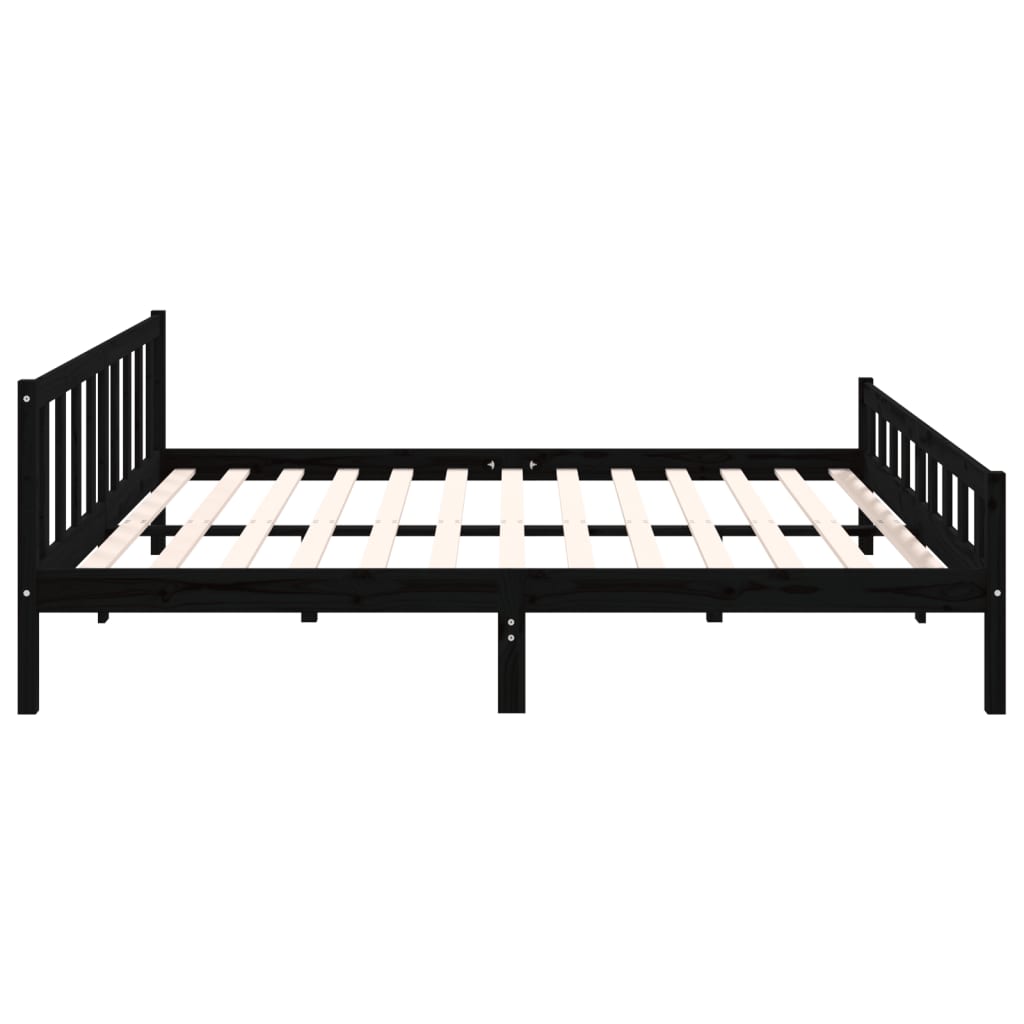 Bed Frame without Mattress Black Solid Wood 200x200 cm