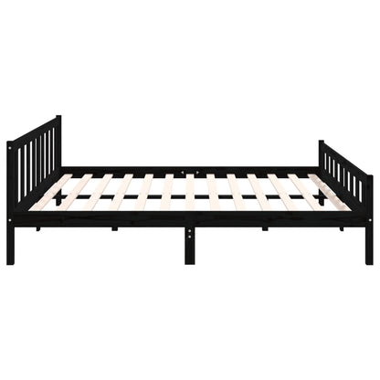 Bed Frame without Mattress Black Solid Wood 200x200 cm
