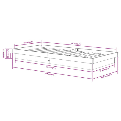 819892 vidaXL Bed Frame without Mattress Solid Wood 90x200 cm