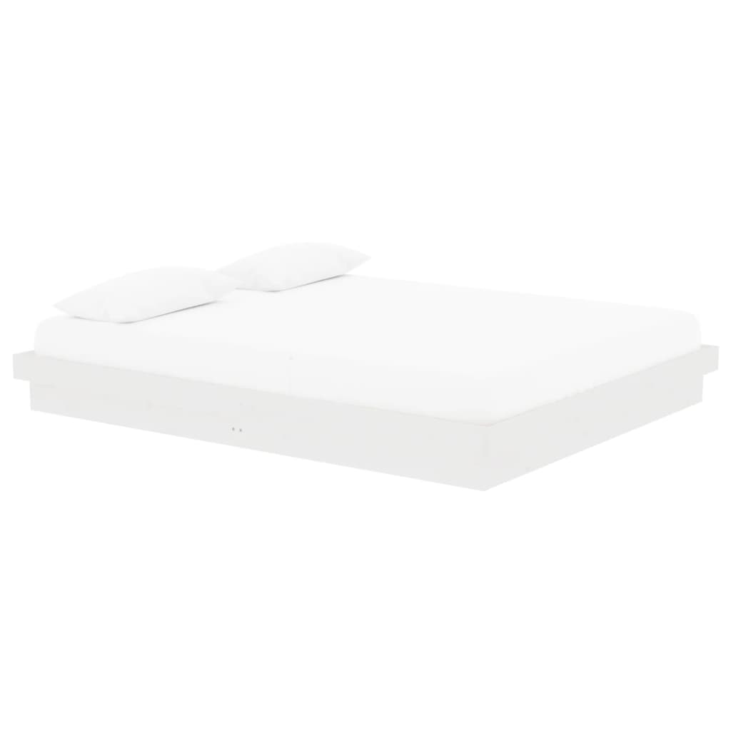 Bed Frame without Mattress White Solid Wood 160x200 cm
