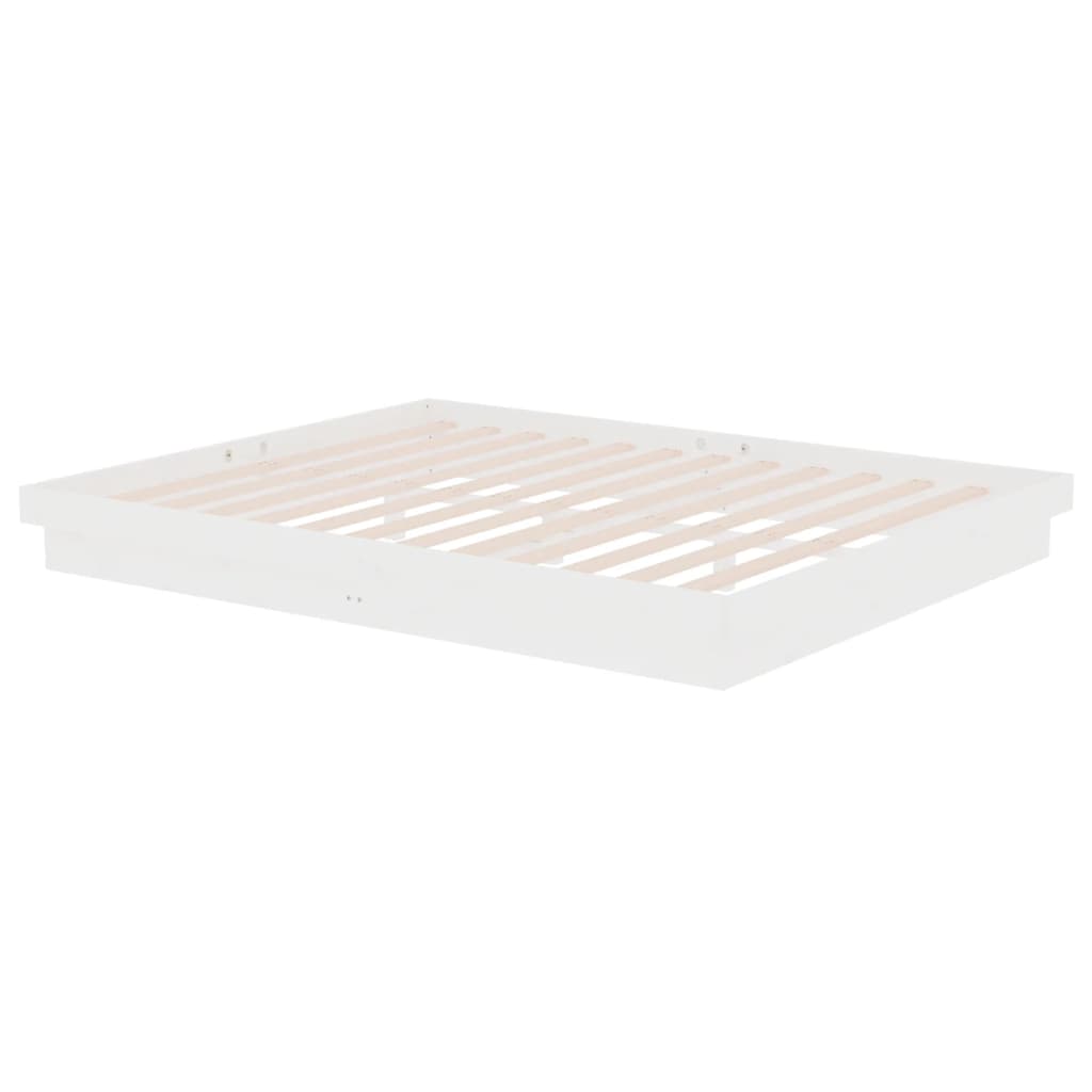 Bed Frame without Mattress White Solid Wood 160x200 cm