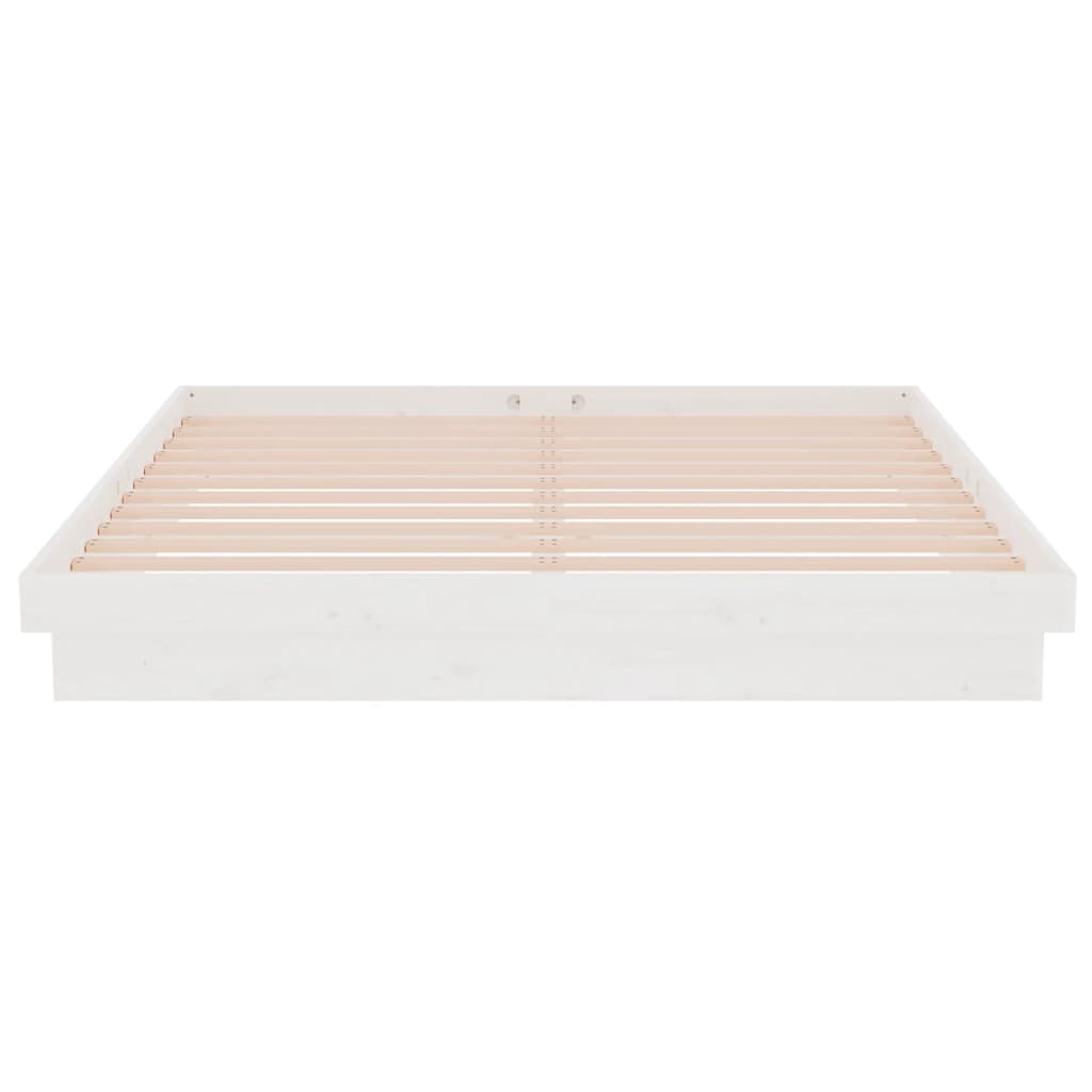 Bed Frame without Mattress White Solid Wood 160x200 cm