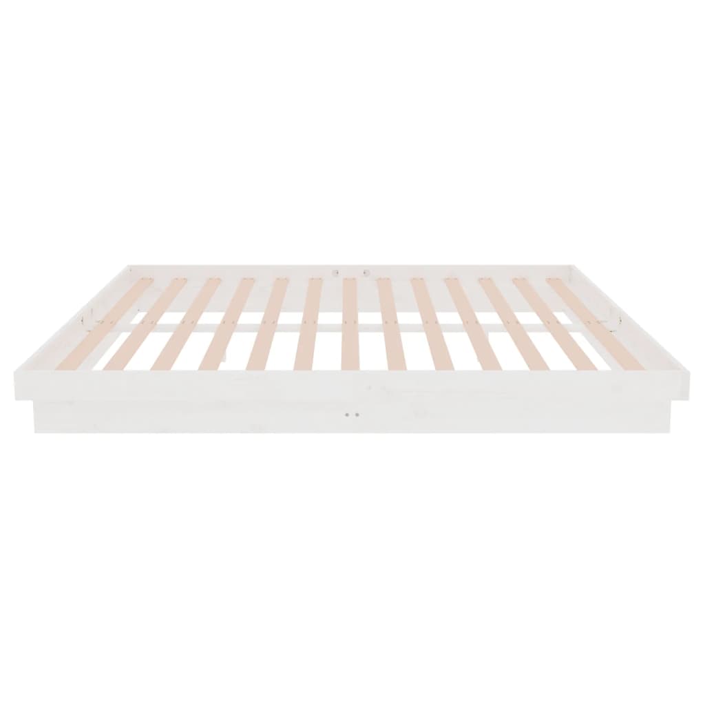 Bed Frame without Mattress White Solid Wood 160x200 cm