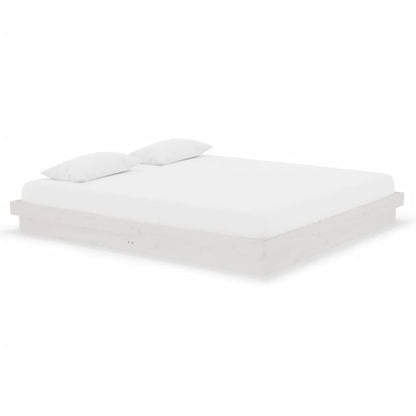 Bed Frame without Mattress White Solid Wood Super King