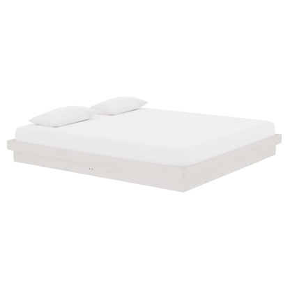 Bed Frame without Mattress White Solid Wood Super King