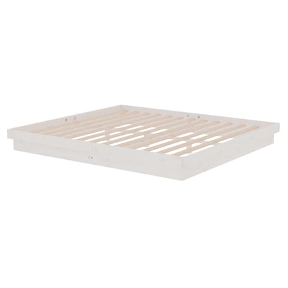 Bed Frame without Mattress White Solid Wood Super King