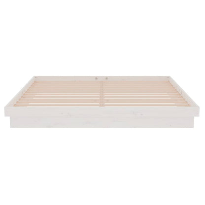 Bed Frame without Mattress White Solid Wood Super King