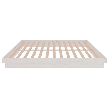 Bed Frame without Mattress White Solid Wood Super King