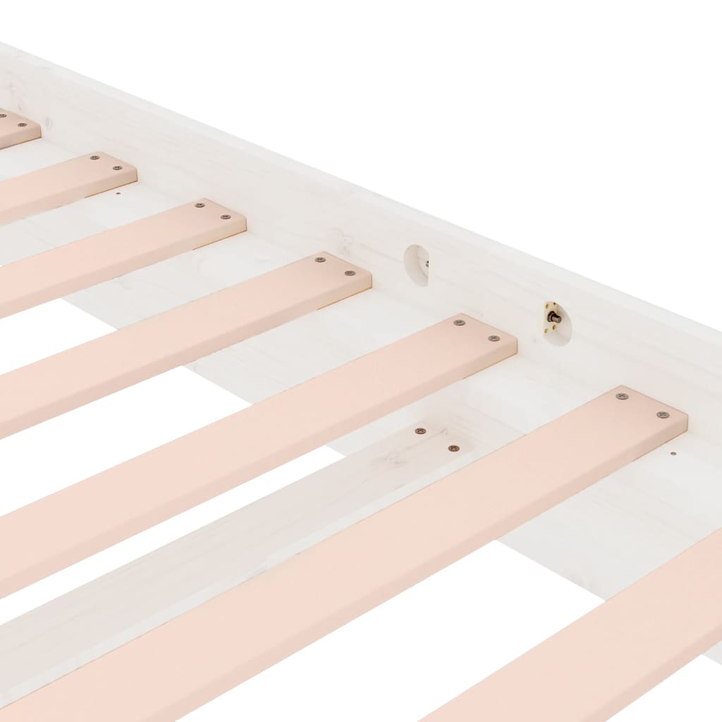 Bed Frame without Mattress White Solid Wood Super King