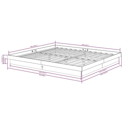 Bed Frame without Mattress White Solid Wood Super King