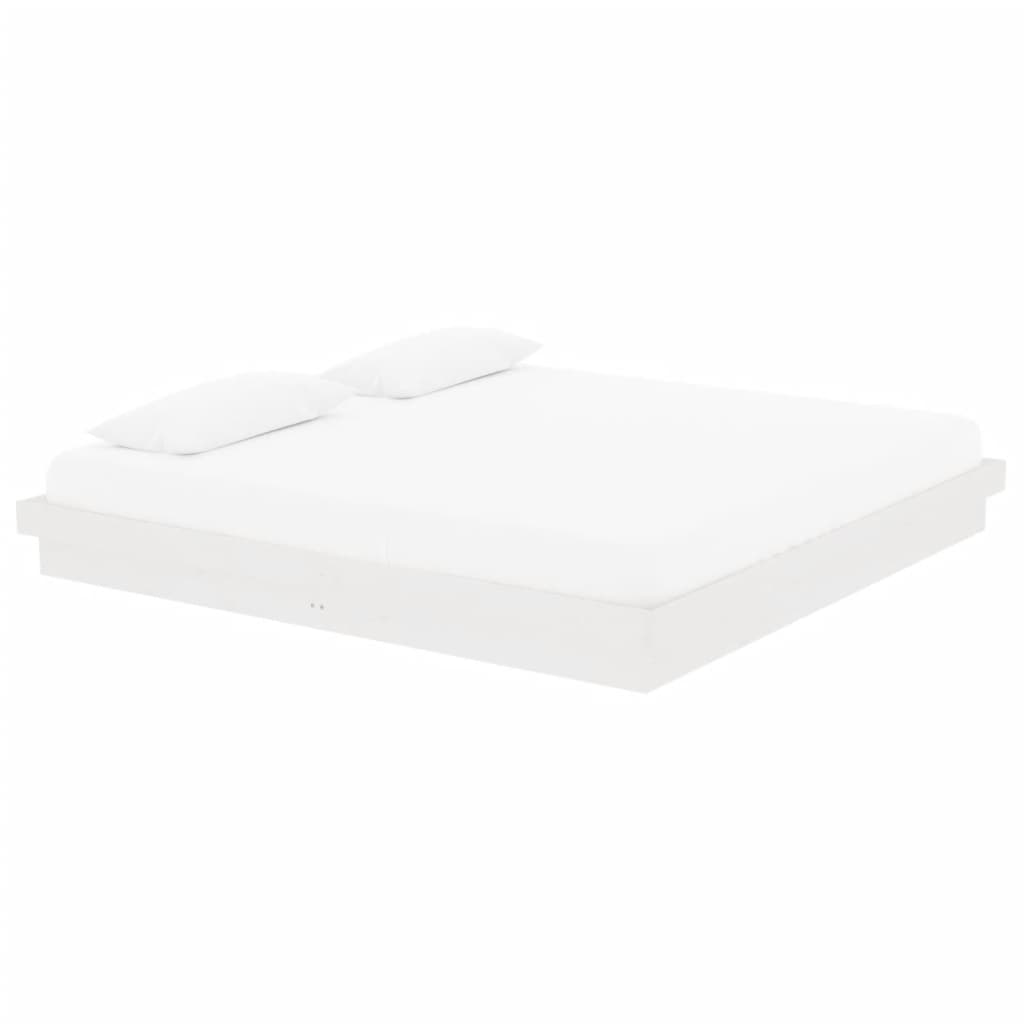 Bed Frame without Mattress White Solid Wood 200x200 cm