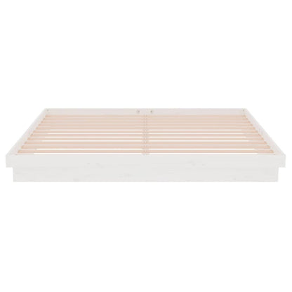 Bed Frame without Mattress White Solid Wood 200x200 cm