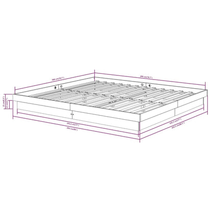 Bed Frame without Mattress White Solid Wood 200x200 cm