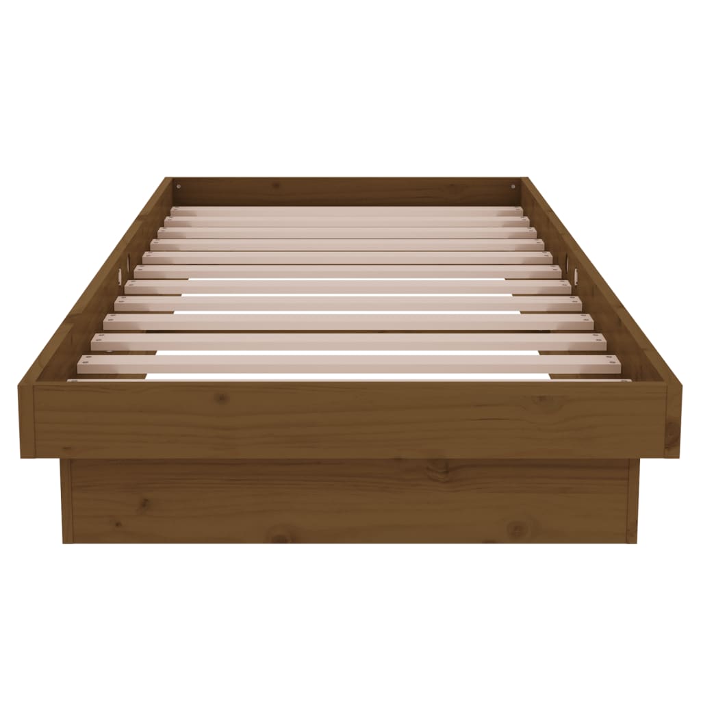 Bed Frame without Mattress Honey Brown Solid Wood Small Single