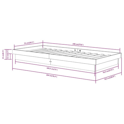 Bed Frame without Mattress Honey Brown Solid Wood Small Single