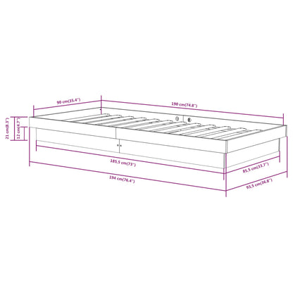 Bed Frame without Mattress Solid Wood Single