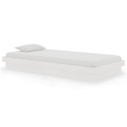 Bed Frame without Mattress White Solid Wood Single