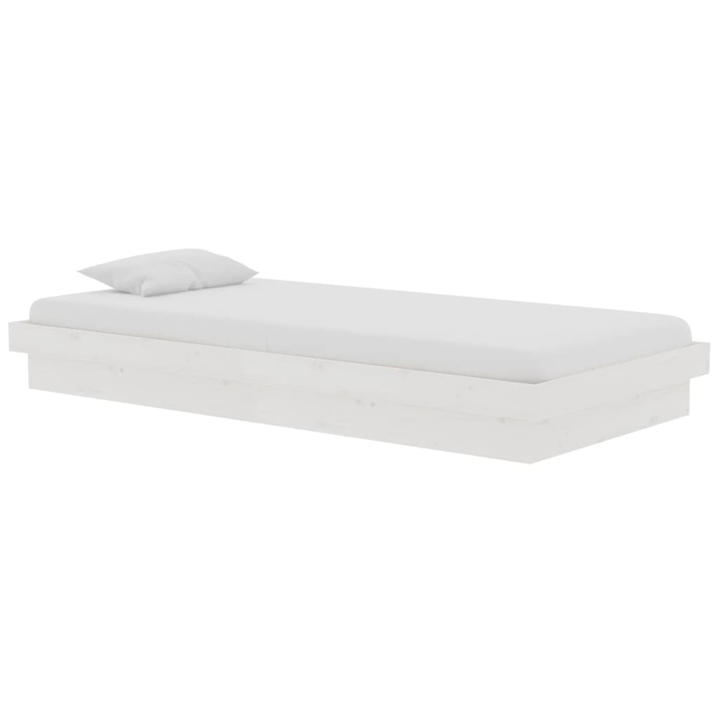 Bed Frame without Mattress White Solid Wood Single