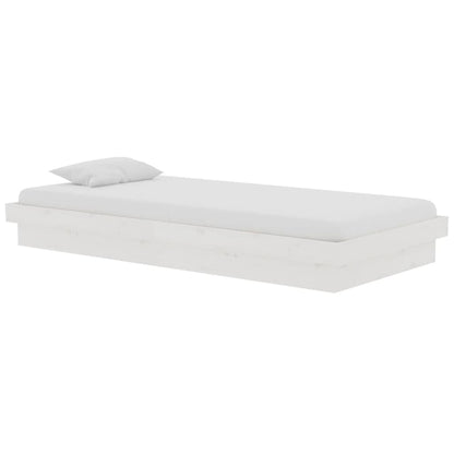Bed Frame without Mattress White Solid Wood Single