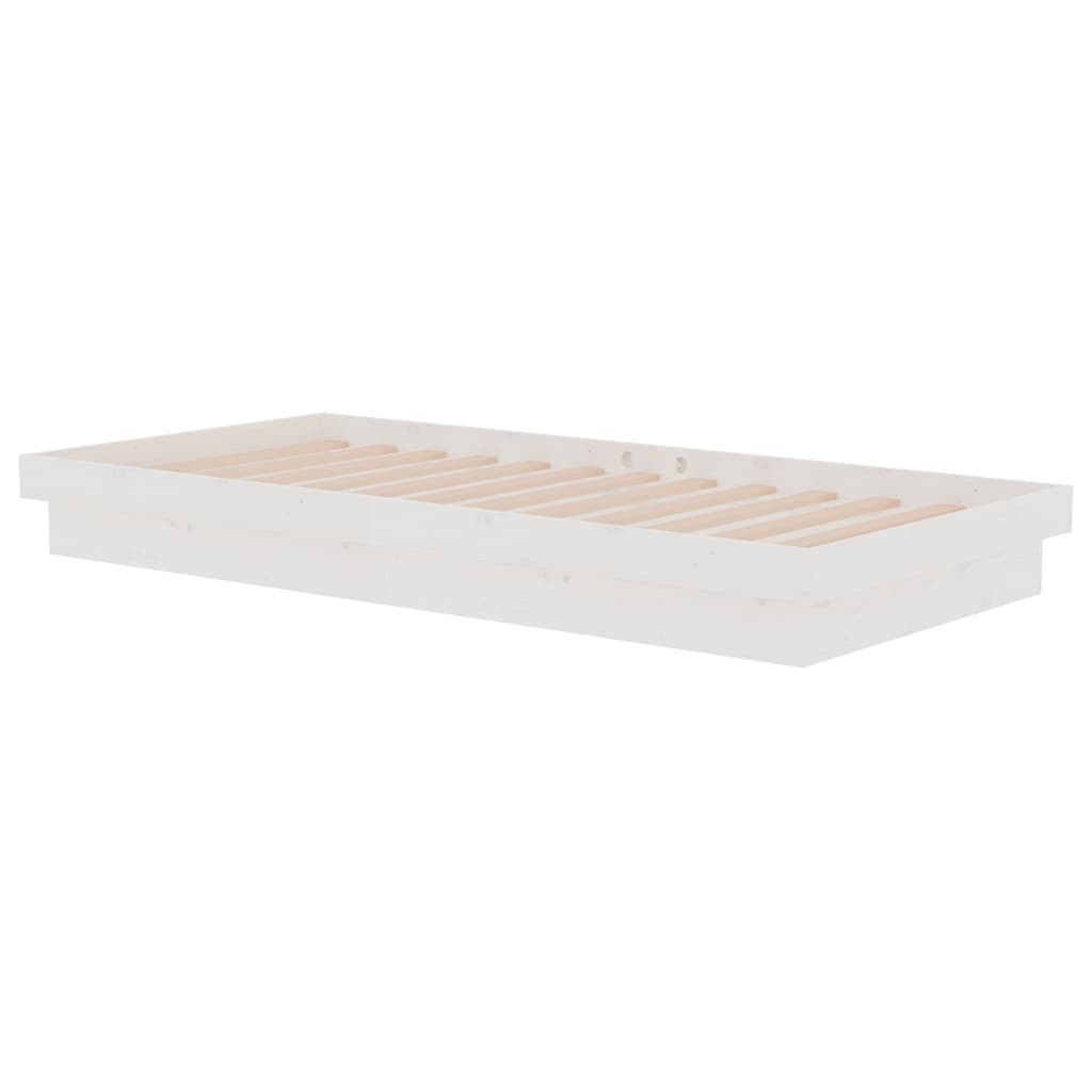 Bed Frame without Mattress White Solid Wood Single