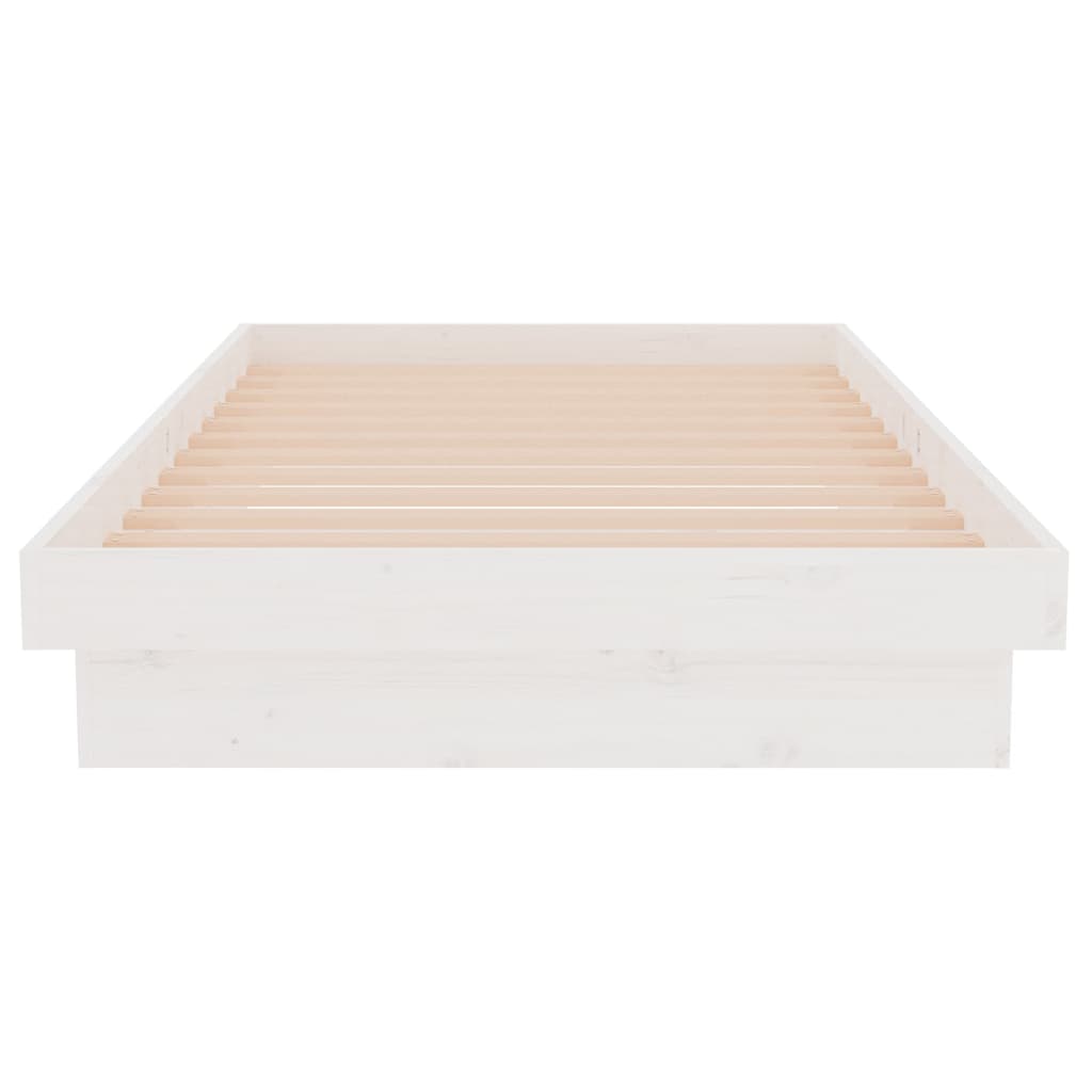 Bed Frame without Mattress White Solid Wood Single