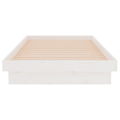 Bed Frame without Mattress White Solid Wood Single