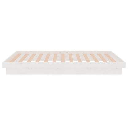 Bed Frame without Mattress White Solid Wood Single