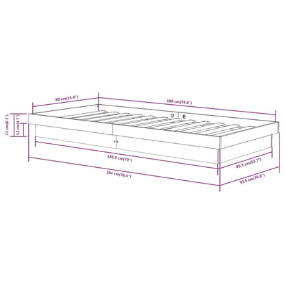 Bed Frame without Mattress White Solid Wood Single
