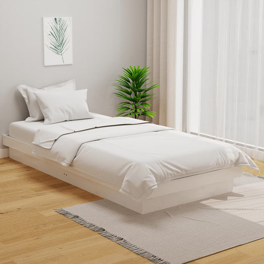 Bed Frame without Mattress White Solid Wood Single